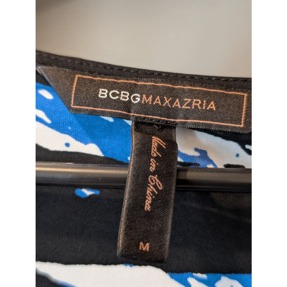 Women's BCBGMAXAZRIA Dress Size M Black Blue Long Sleeve - Picture 4 of 10